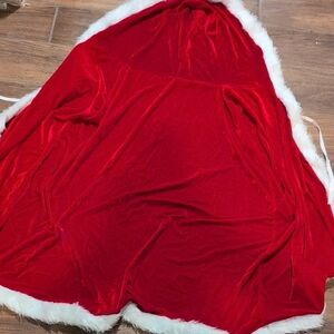 Red Velvet Cape with White Fur Trim
